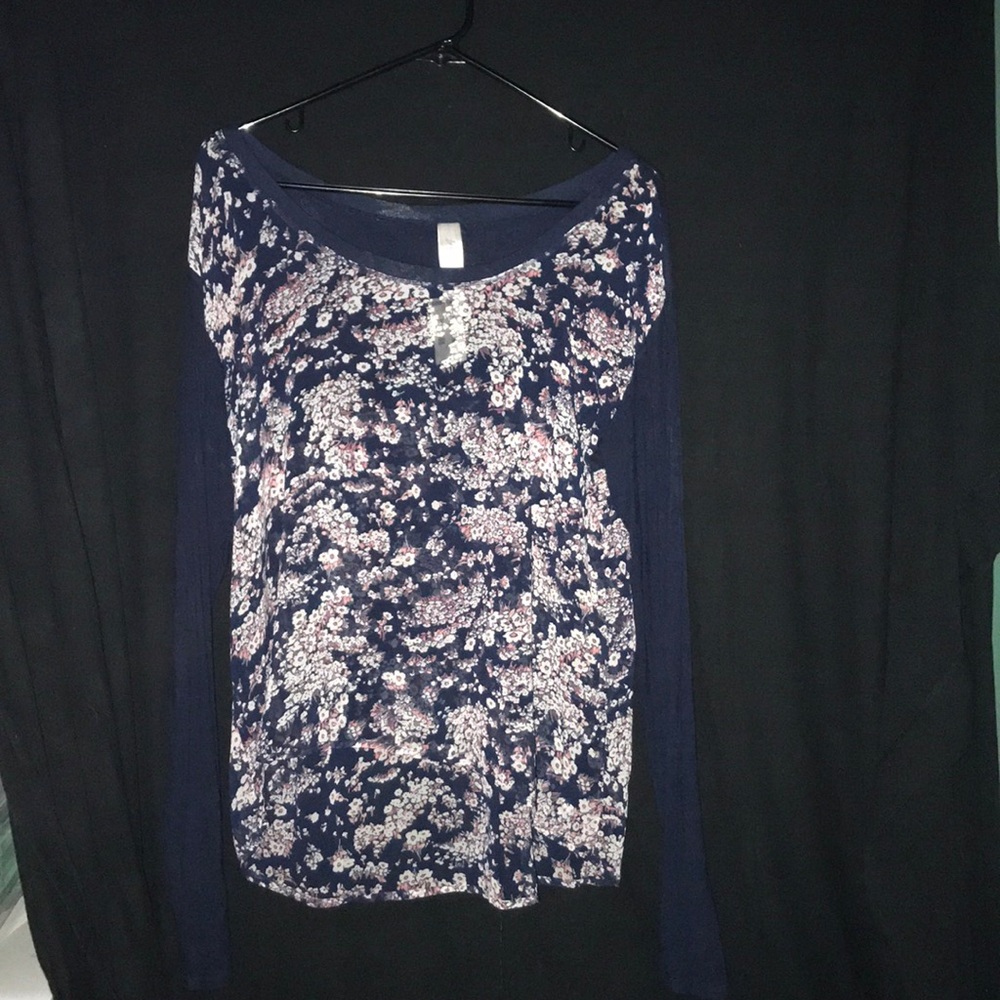 Navy floral long sleeve
